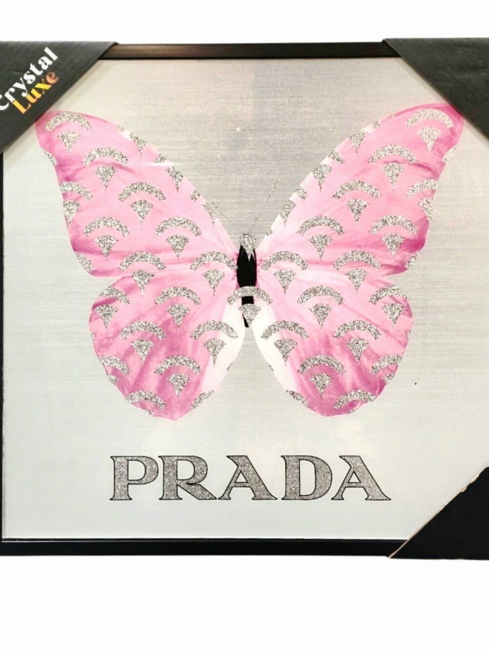 Crystal Luxe PRADA Pink Butterfly w/Silver Accents Wall Decor